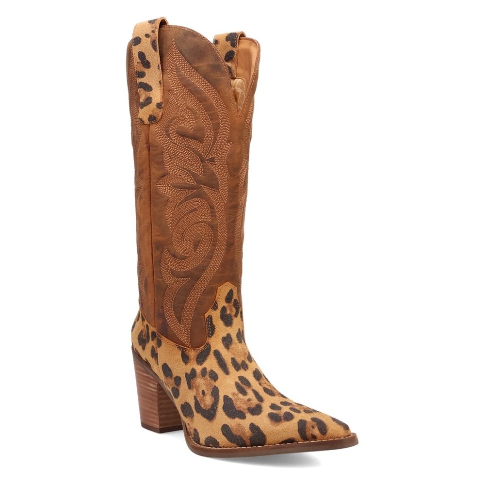 NEW Dingo By Dan Post Hensley Leopard Snip Toe Western Cowboy Boots 7.5M - Picture 6 of 15